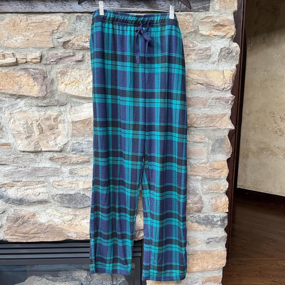 Plaid Lounge Pajama Set for Men - Blue and Green
